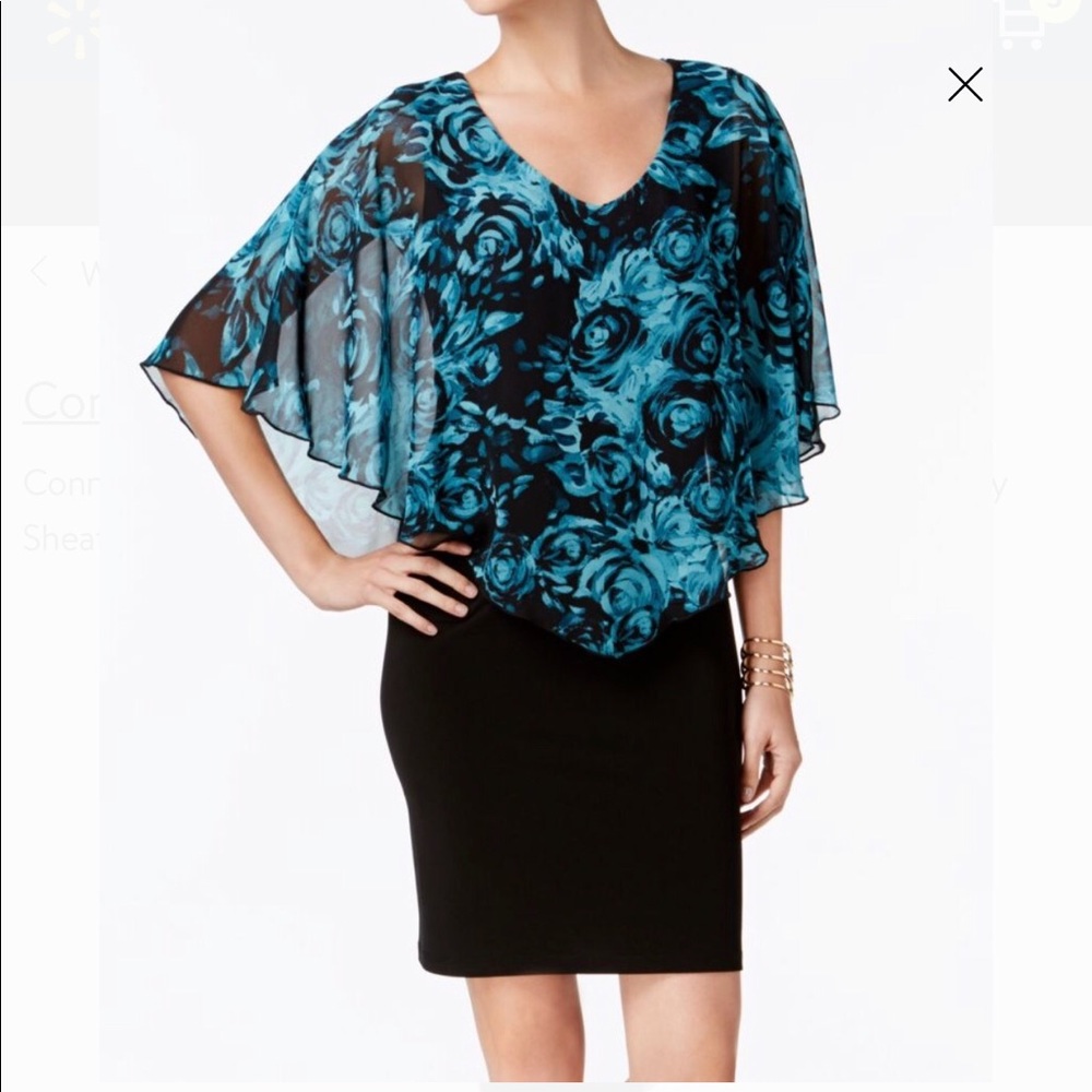 Women’s Chiffon Cape Overlay Sheath Dress